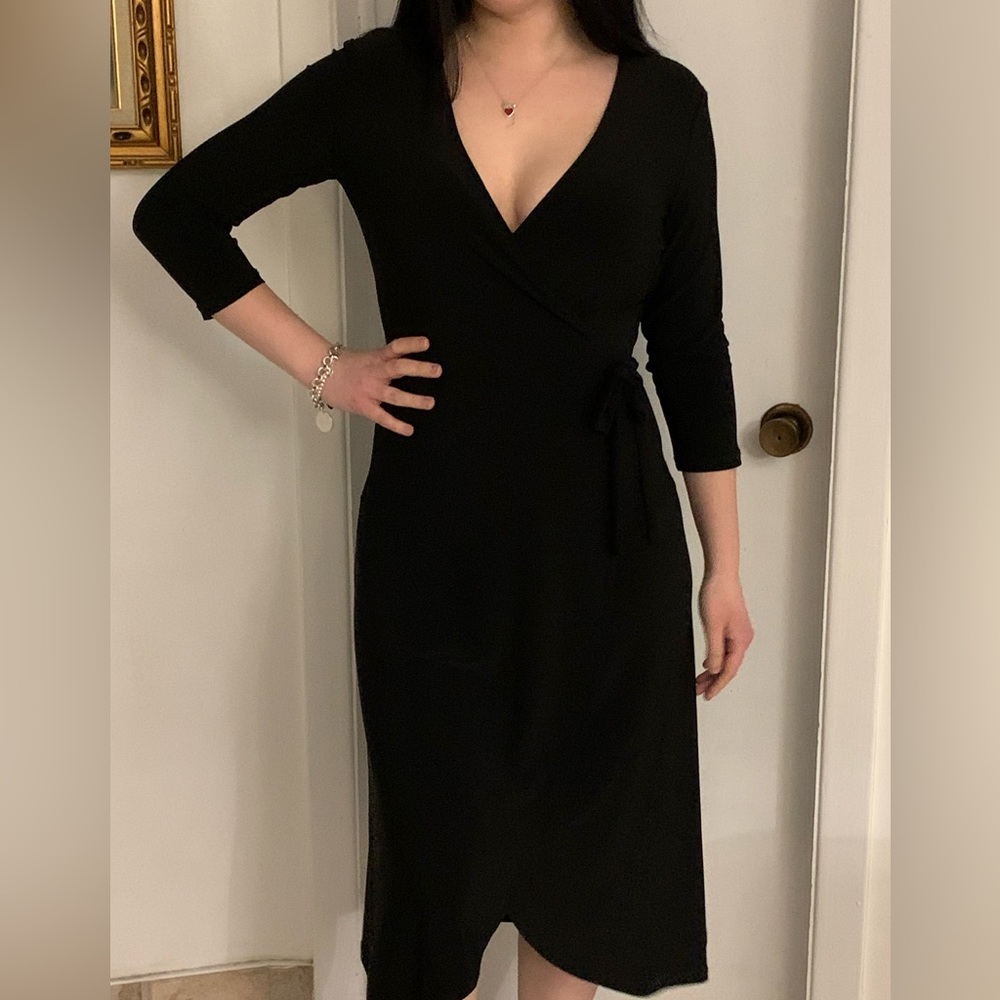 Rachel Zoe sexy and elegant faux wrap black dress NWOT size XS